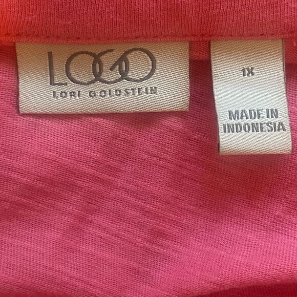 LOGO Lori Goldstein Pink Mixed Media Ruffle Hem Cardigan Duster 1X - Picture 3 of 12